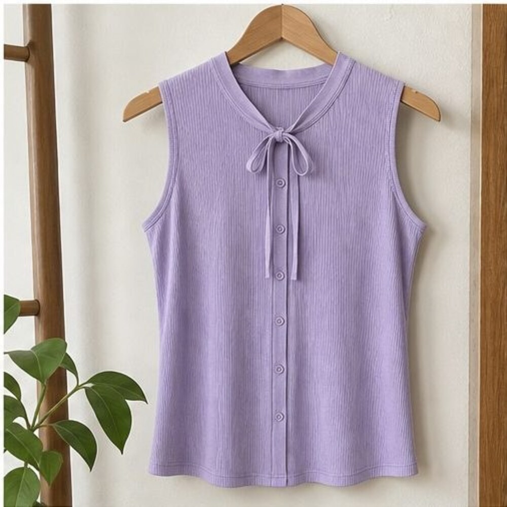 Lilac Tie Neck Blouse